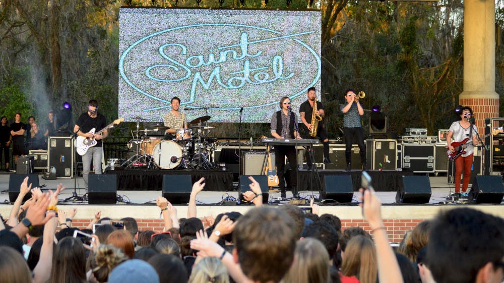 The crowd claps along to Saint Motel's "My Type" at The Wetlands Music Festival, which was sponsored by Student Government Productions, on Sunday afternoon. 