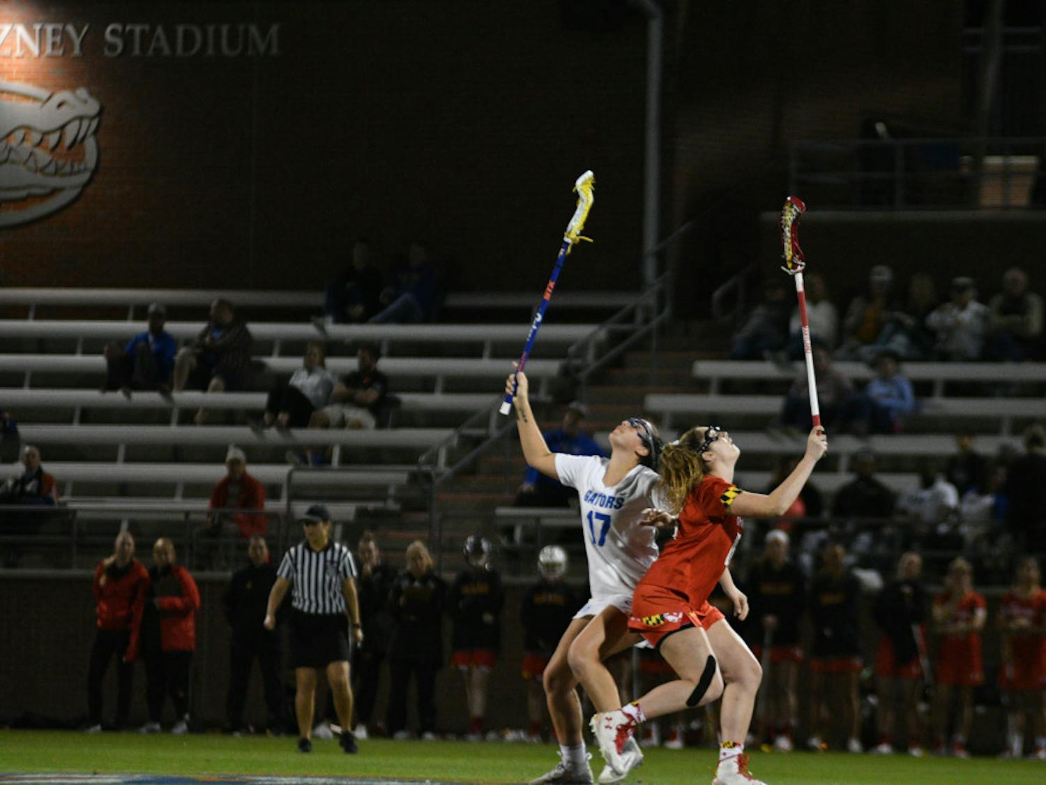 Florida midfielder Shannon Kavanagh (left) is second on the Gators with 24 draw controls this season and is the main option for the draw circle. “The draw circle is where the game is won and lost, for the most part,” coach Amanda O’Leary said. 