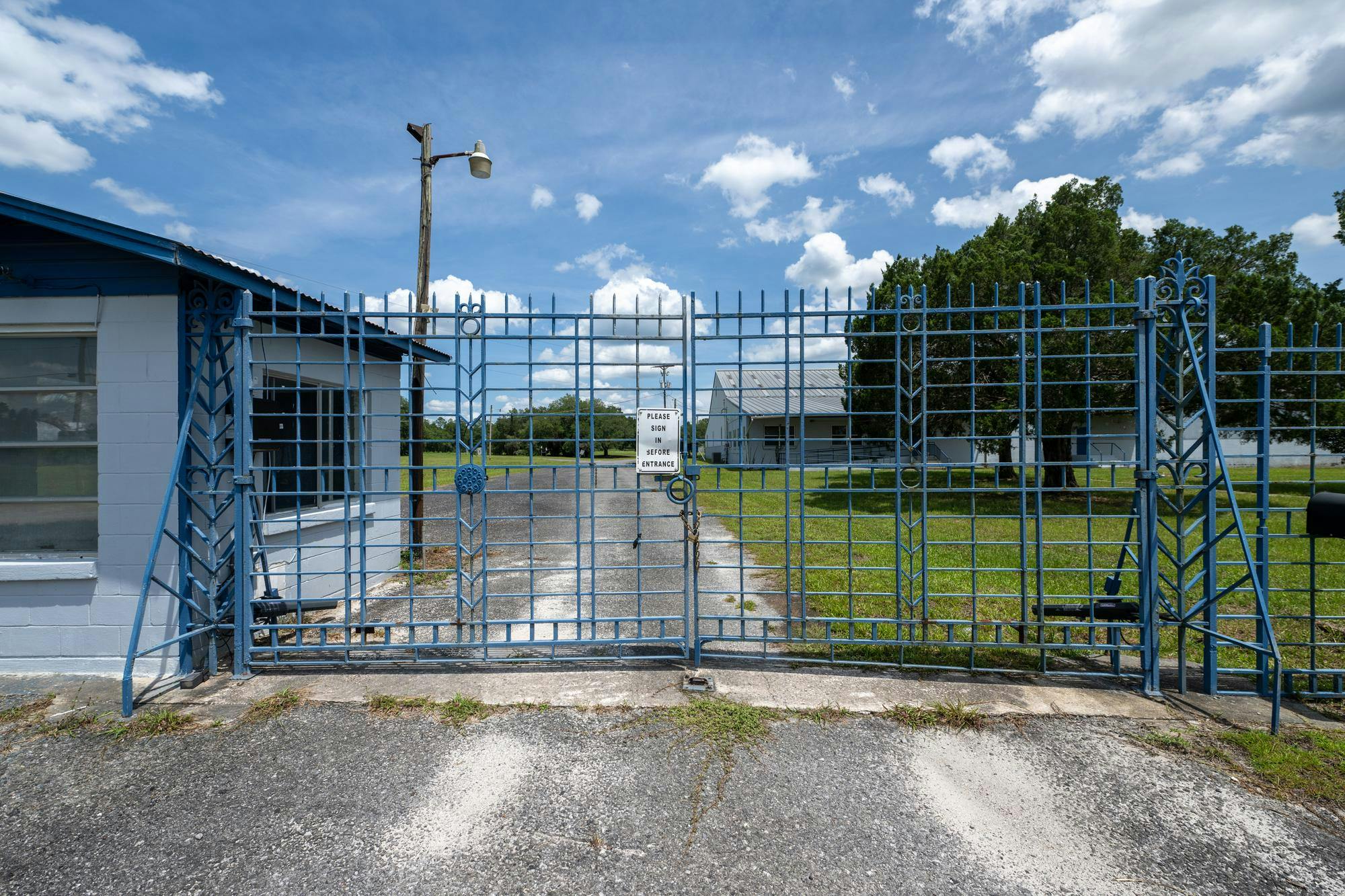 A 104,000 square foot building sits empty, Saturday, June 20, 2026, near downtown Starke, Fla.
