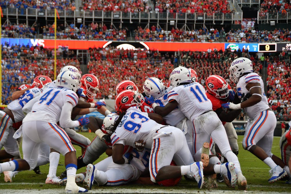 The Gators' defense held Georgia to a six-play, 0-yard drive that started at Florida's 1-yard line. The drive lasted nearly four minutes and ended with a Bulldogs field goal. 