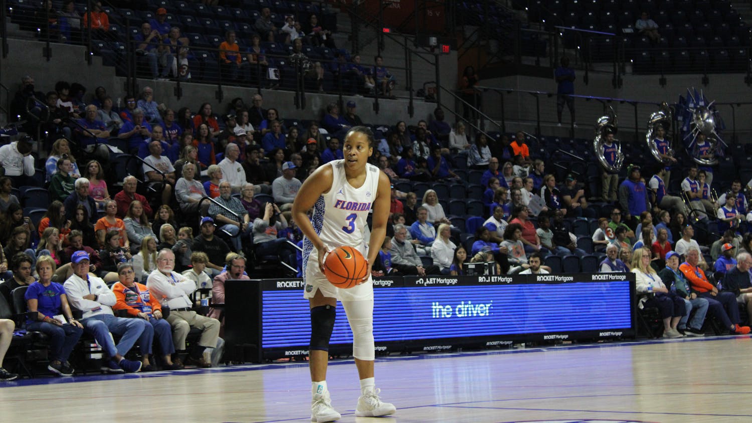 Florida guard KK Deans takes the ball in the Gators' 82-77 loss to the Lady Bulldogs Sunday, Jan. 8, 2023.