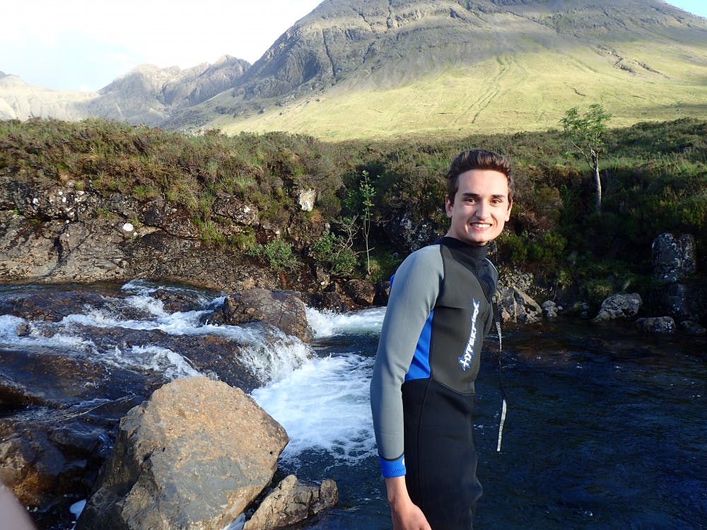<p><span id="docs-internal-guid-5acbbe16-6bb5-e400-057b-2835174d3ca7"><span>Ian Burns, 20, saw the Fairy Pools tourist attraction in Scotland on May 30. Burns, a UF mechanical engineering and music sophomore, took a six-week trip to Europe over the summer with his twin sisters, Caitlin and Devin, 23.</span></span></p>