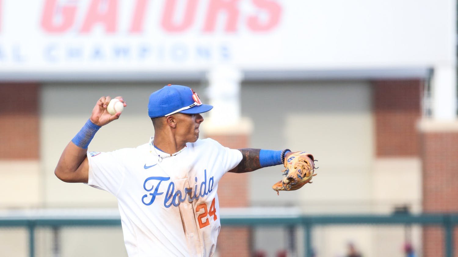 Florida shortstop Josh Rivera makes a play in the infield during the Gators' 3-0 win against Florida A&M Friday, June 2, 2023. 