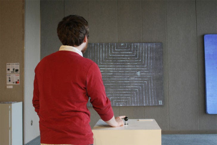 A game traces the brushstrokes of painter Frank Stellas masterwork, Morro Castle, during the art games exhibition during Spring 2009 in the Reitz Union gallery. Digital Media Workshop is taught by Jack Stenner in UF’s School of Art and Art History.