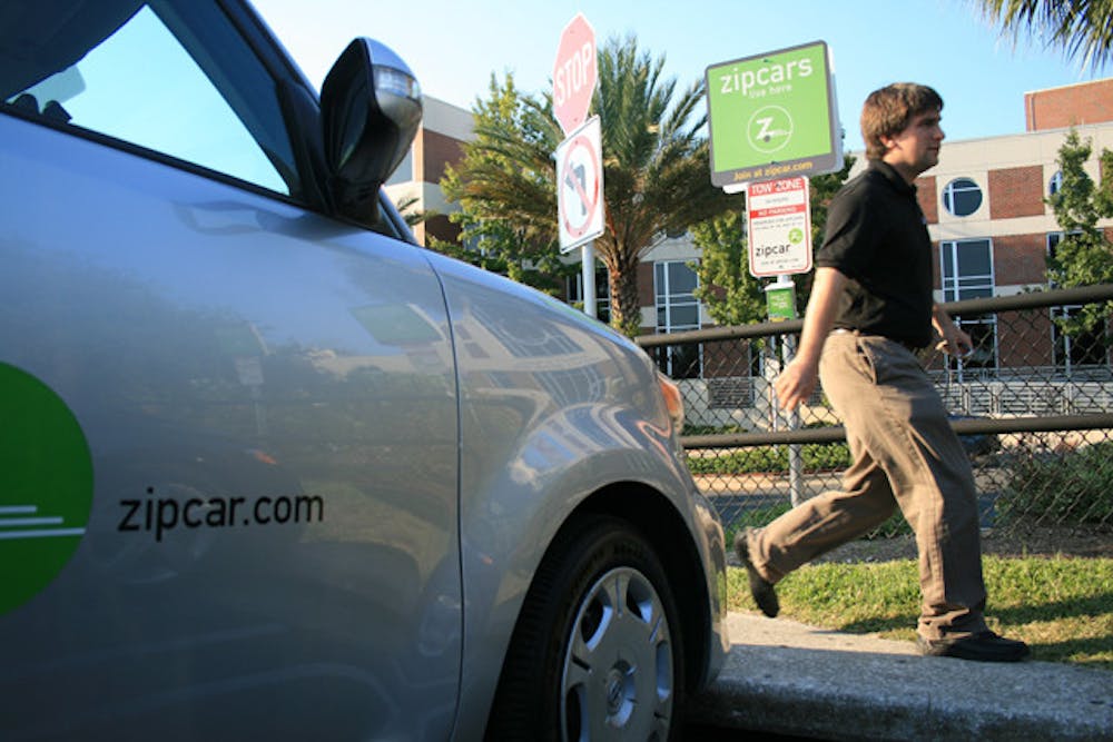 <p>Paul Maneval, Apple service coordinator at UF Apple Tech Hub, conserves energy by carpooling to get where he needs to go.</p>