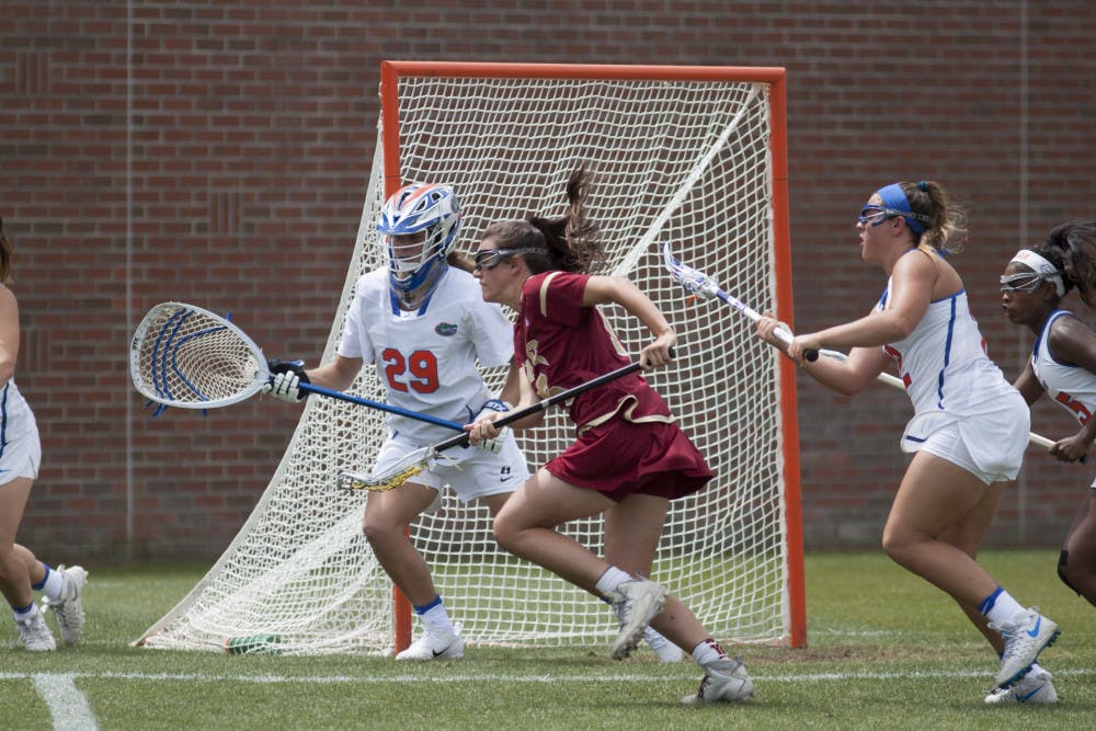 Florida goalkeeper Haley Hicklen (29) recorded a career-high 14 saves in UF's season-opening 16-9 win over Colorado on Sunday.