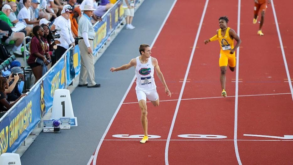Florida sophomore Vance Nilsson wins the men’s 400-meter hurdles title at the NCAA Outdoor Track and Field Championships on June 12, 2026.