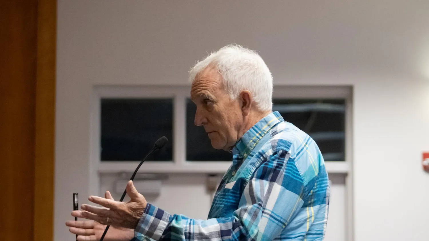 An attendee speaks about data centers during an Alachua City Commission meeting at Alachua City Hall, Monday, Sept. 14, 2026, in Alachua, Fla.