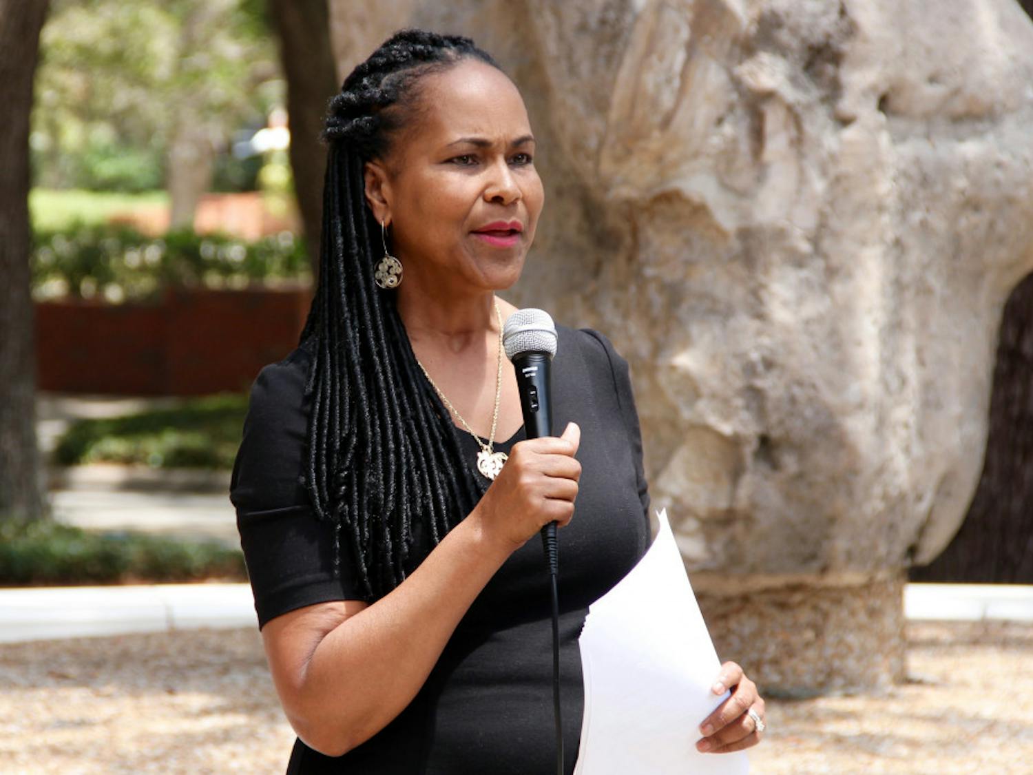 Patricia Hilliard-Nunn, an adjunct associate professor for UF's department of African American studies addresses ways in which black students and faculty want increased presence on campus. Some of the priorities she listed include actively recruiting 500 more black students, increasing the number of black faculty and establishing a department of minority affairs at the university. 