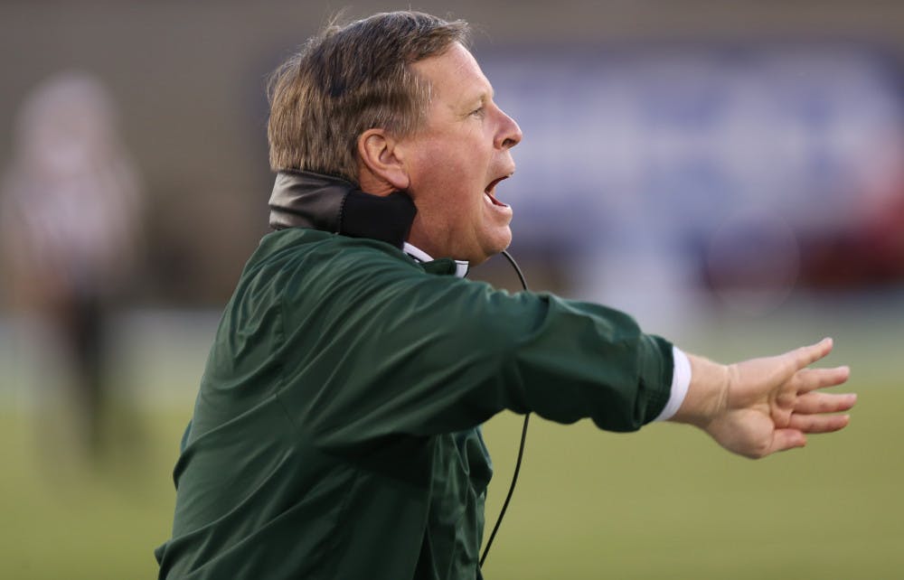 <p>Colorado State head coach Jim McElwain directs his team against Air Force in the fourth quarter of Air Force's 27-24 victory in an NCAA college football game at Air Force Academy, Colo., on Friday, Nov. 28, 2014. </p>