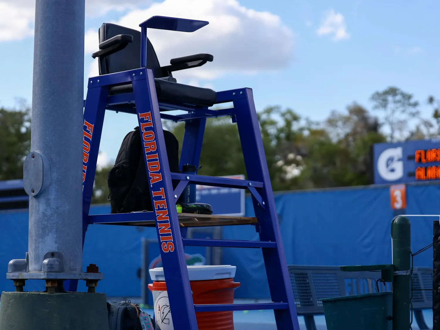 A refs chair sits at Alfred A. Ring Tennis Complex, Thursday, March 26, 2026 in Gainesville, Fla.