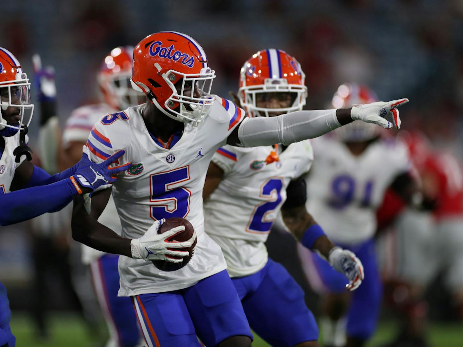 Defensive back Kaiir Elam (5) at the Gators game versus UGA Nov. 7.