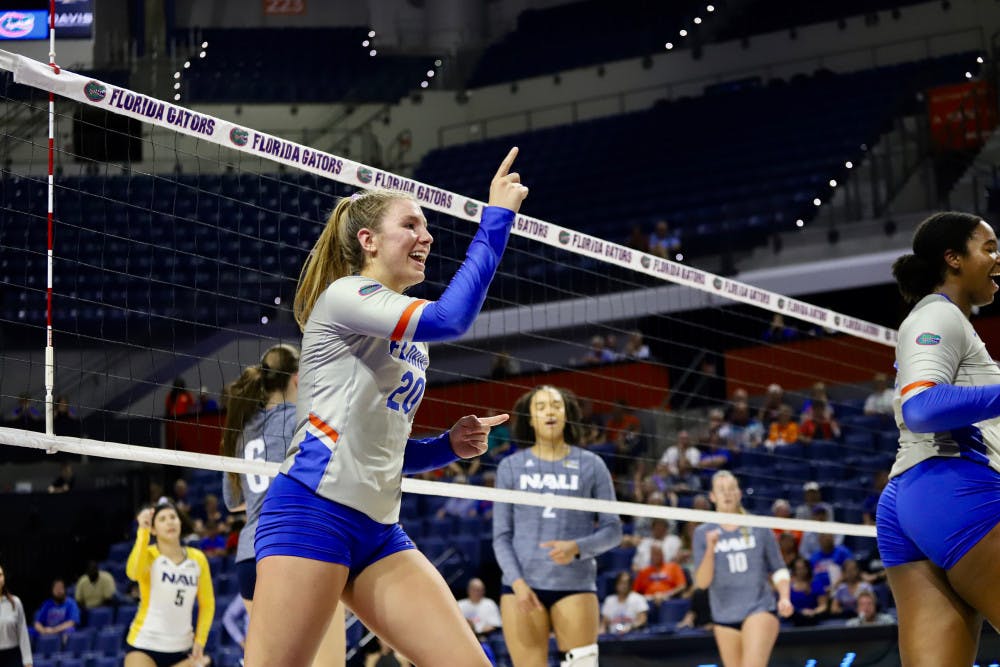 <p><span id="docs-internal-guid-7bae2e75-7fff-fb9c-1697-d60cd31a3466"><span>Sophomore outside hitter Thayer Hall was named the MVP of the Gators Invitational after notching a 33-kill weekend.</span></span></p>