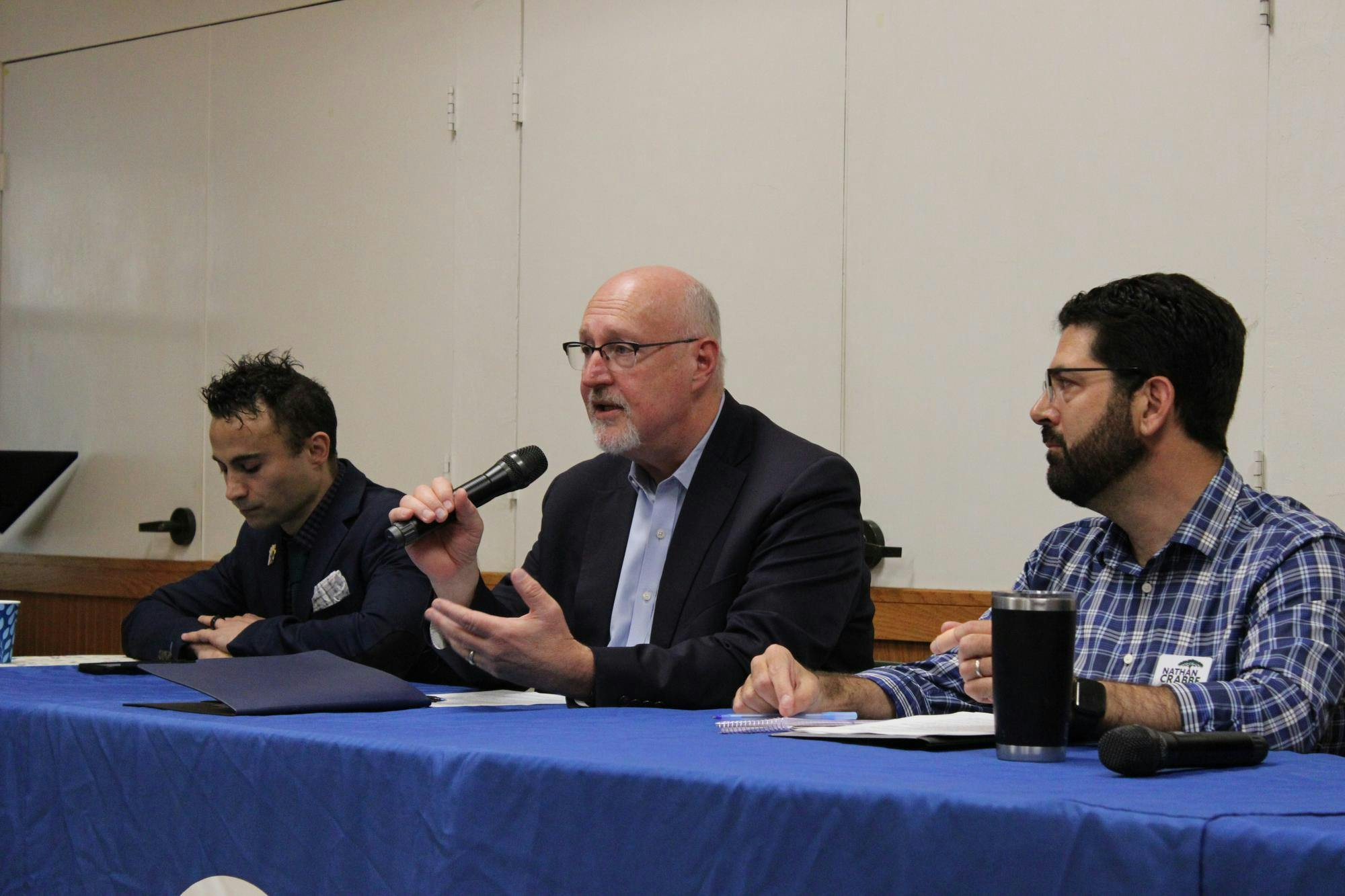 Harvey Ward Jr., incumbent mayor and City of Gainesville mayoral candidate, speaks at the candidate forum for the Alachua County Democratic Party on Wednesday, July 15, 2026.