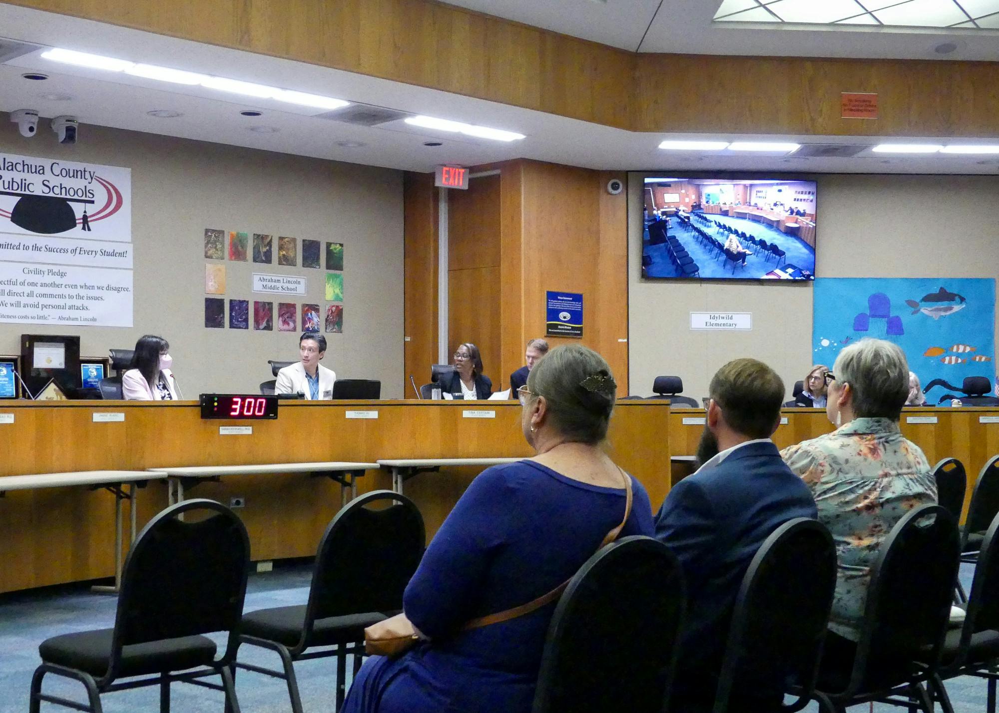 Alachua County school board members discuss the Newberry charter contract on Monday, June 9, 2025