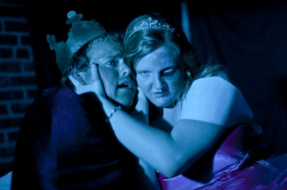 <p>Sleeping Beauty, Lindsey Wuest, attacked her prince, Nick Parr, in the Sledd Hall basement as part of the "Haunted Thomas" Halloween attraction in 2010.</p>