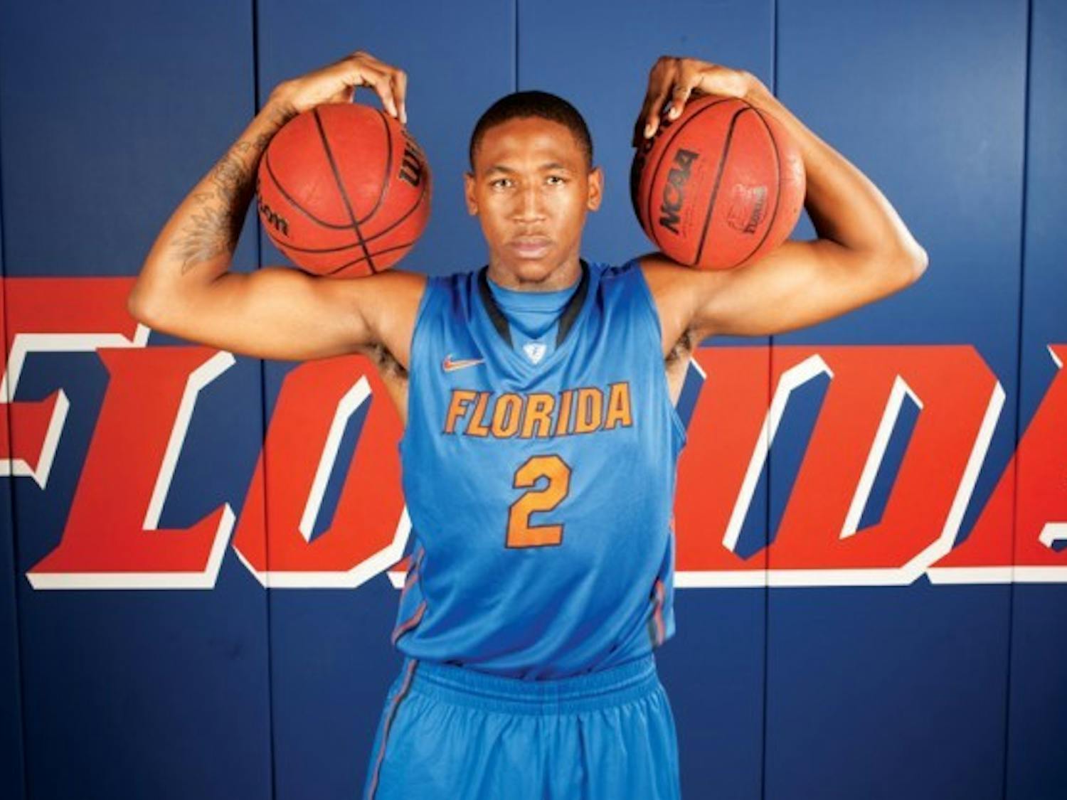 Damontre Harris poses at media day on Oct. 10. Harris, who transferred to Florida from South Carolina in May, suffered a dislocated shoulder and a torn labrum on Saturday.