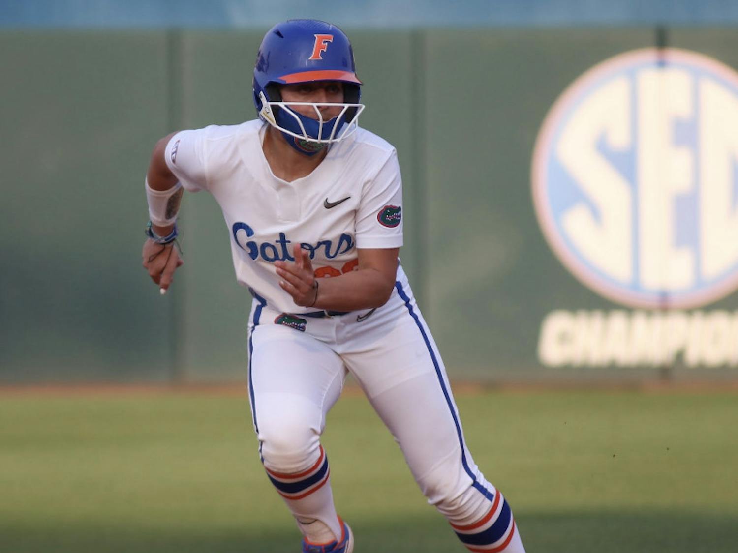 Outfielder Mia Buffano darts towards third base against Florida State Mar. 3