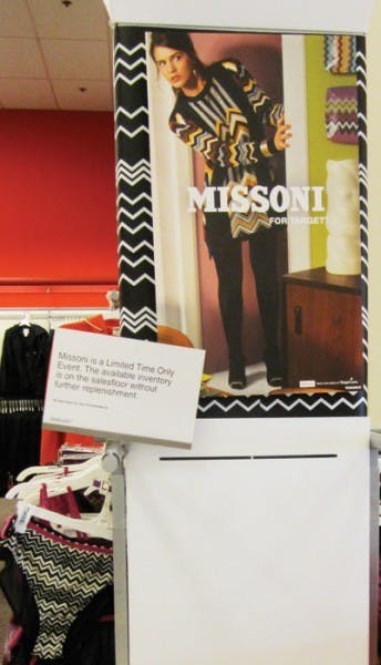 Only a few items from the Missoni for Target remain at the 3970 SW Archer Rd. location.