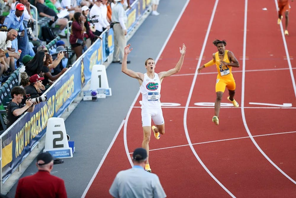 Florida sophomore Vance Nilsson wins the men’s 400-meter hurdles title at the NCAA Outdoor Track and Field Championships on June 12, 2026.
