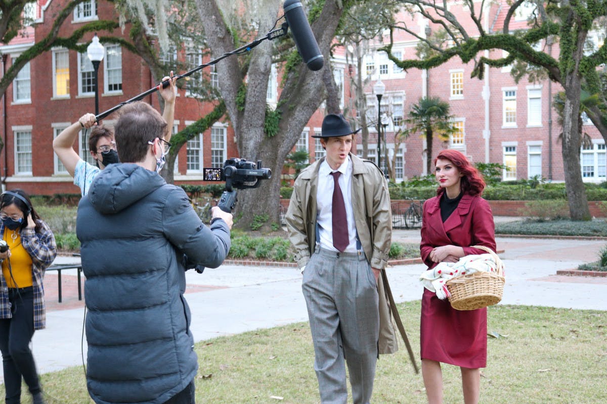 Filming of "Foundations of Crime Solving" on UF's campus February 20. (Photo by Emilee Ford)