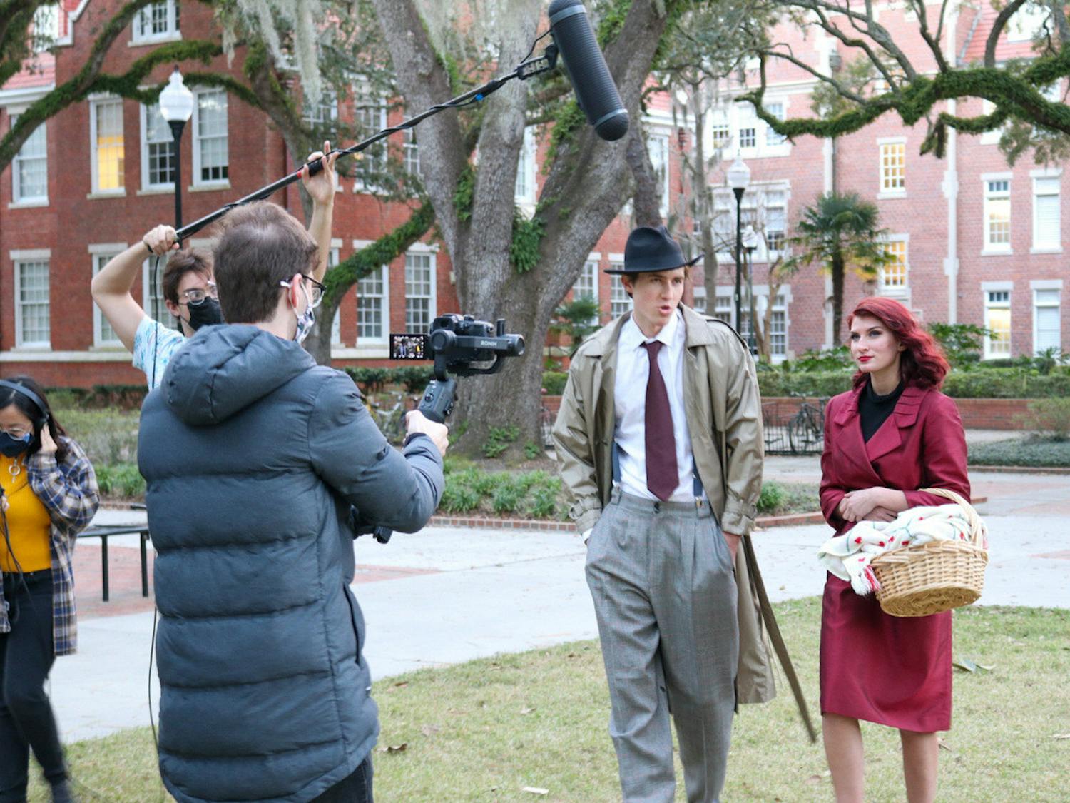 Filming of "Foundations of Crime Solving" on UF's campus February 20. (Photo by Emilee Ford)