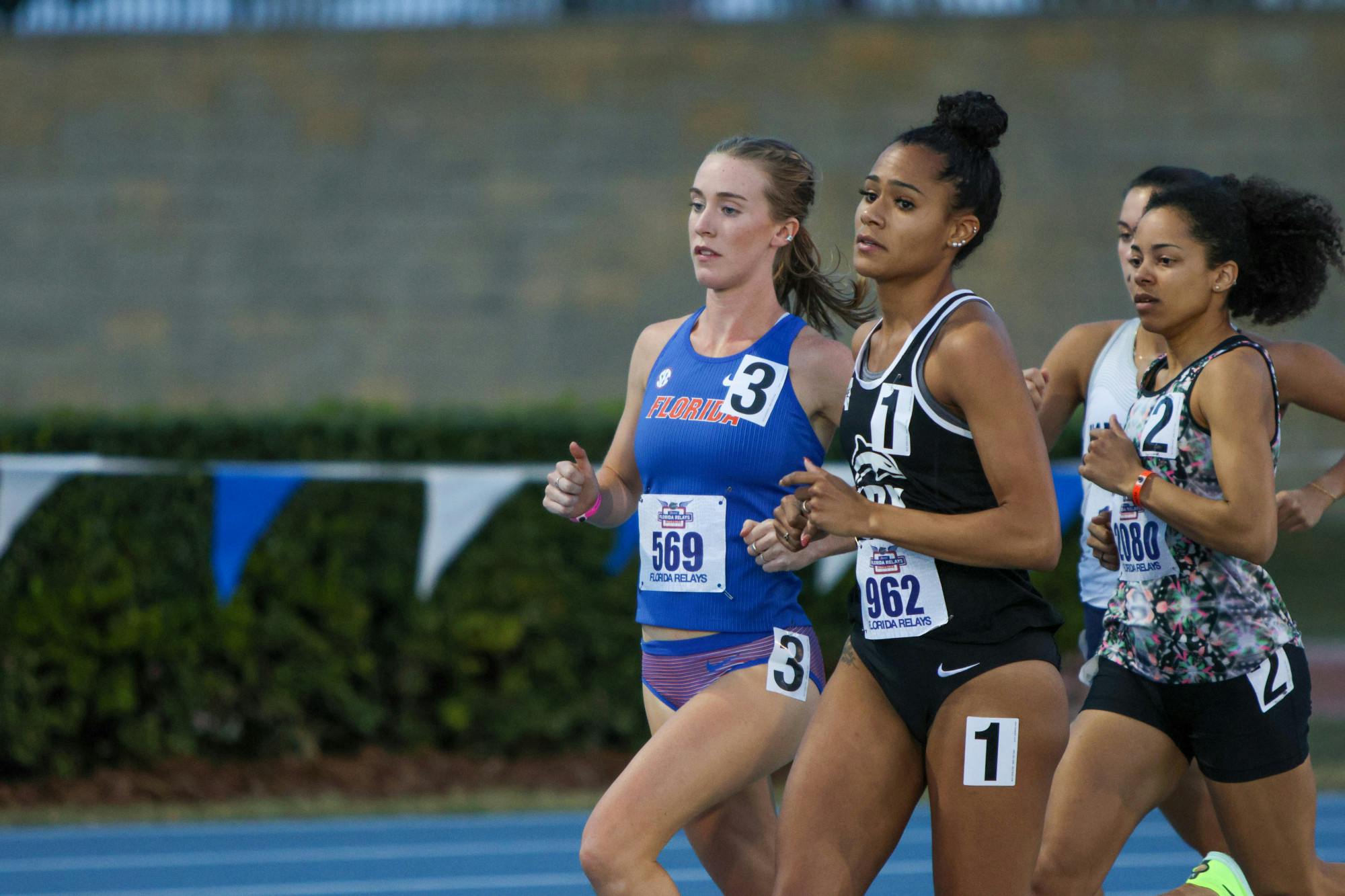 Florida distance runner Kathryn Nohilly races during the Tom Jones Memorial Friday, April 14, 2023.