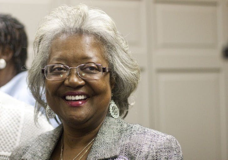 District 1 winner Yvonne Hinson-Rawls celebrates at the Supervisor of Elections Office downtown after election results came in Tuesday night.