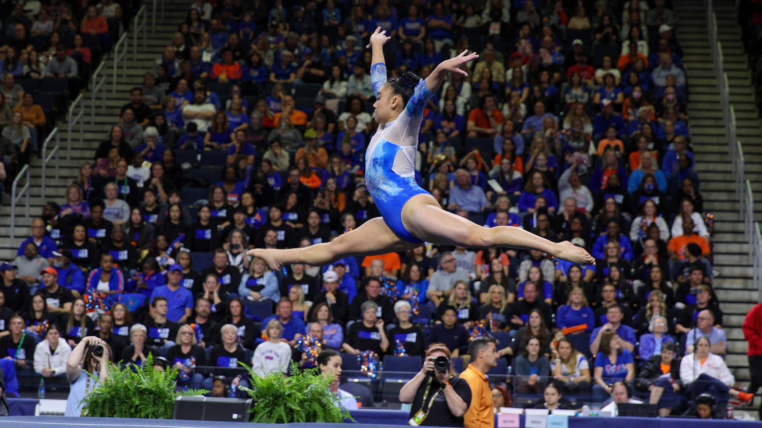 Sophomore Leanne Wong performs her floor routine in Session II of the SEC Championship in Duluth, Georgia Saturday, March 18, 2023.