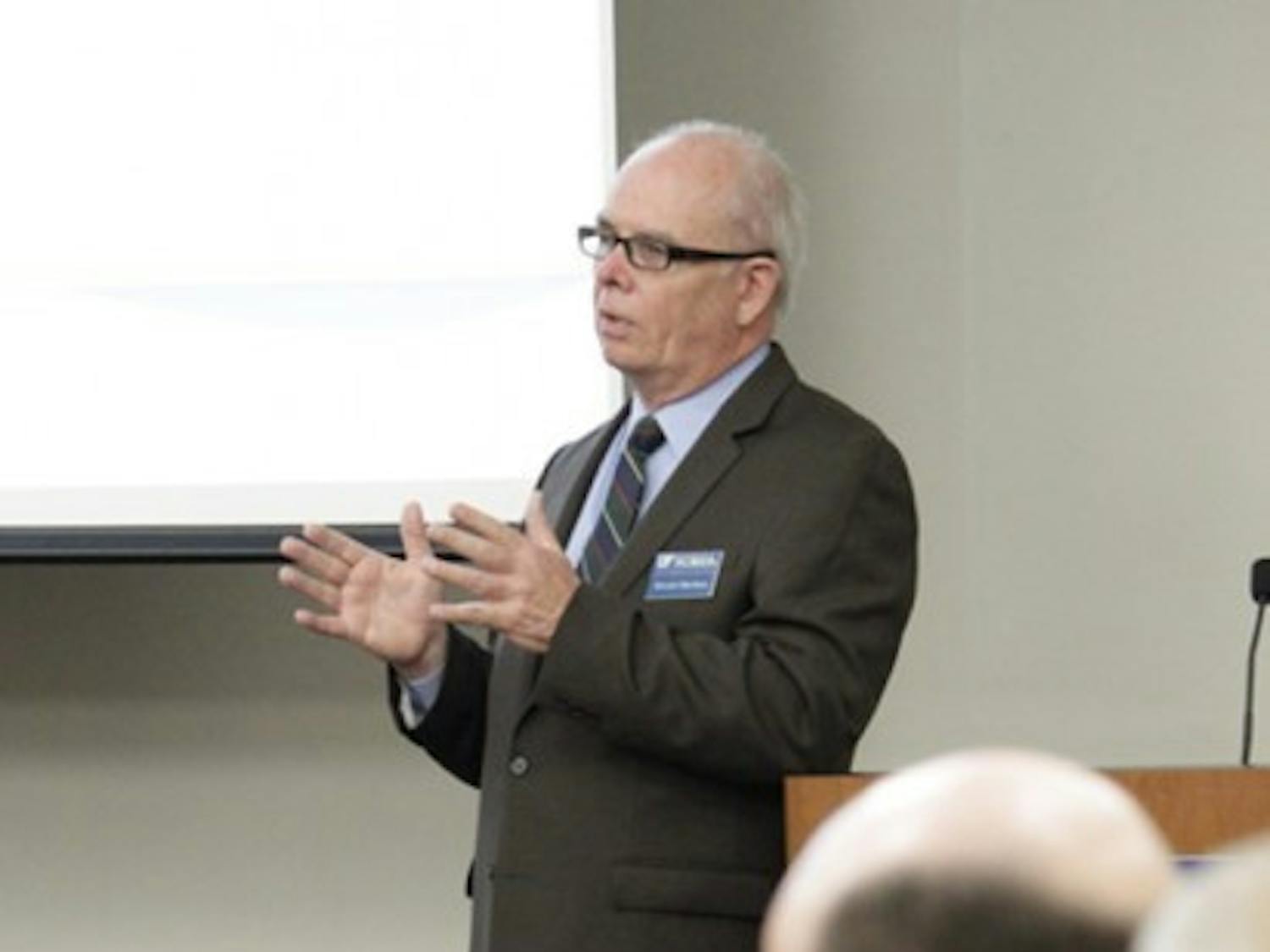 President Bernie Machen discussed his strategic plan for UF during the Board of Trustees meeting Friday. 