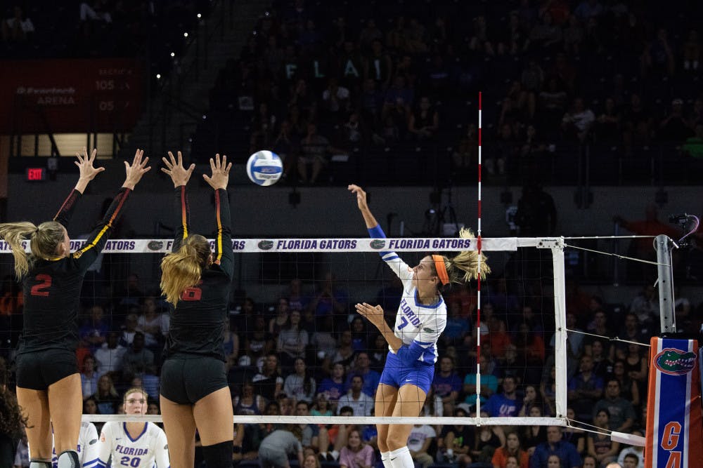 <p>Sophomore outside hitter Paige Hammons recorded four kills and 16 digs in Florida's four-set win over UCF on Sunday. </p>