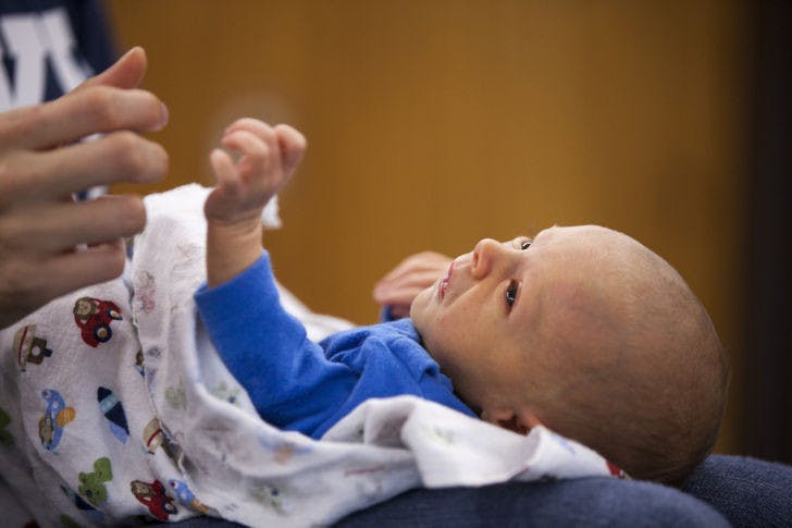 Two-week-old Jordan Decker lies on his mother, Sandra Decker, at a La Leche League of Gainesville meeting in April. In Florida, the lowest statewide average for a standard hospital delivery is $9,008.
&nbsp;