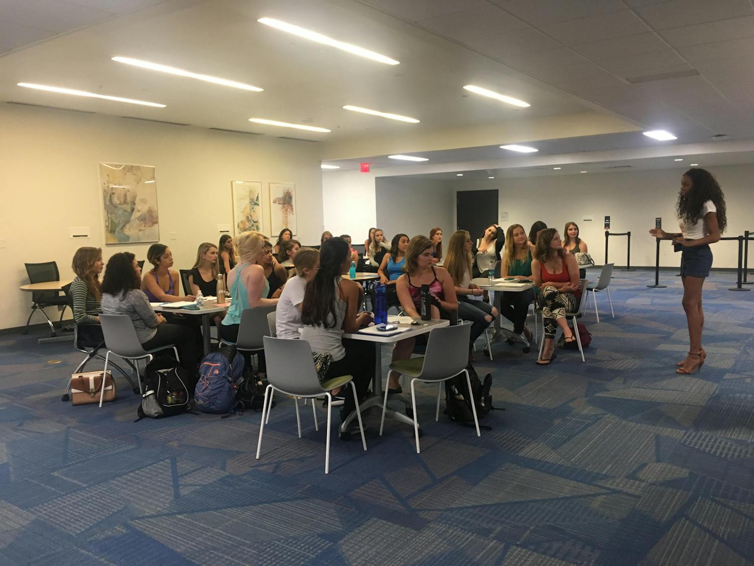 About 30 women in full makeup showed up at the Reitz Union on Sunday to audition for a princess role. Judges looked for attitude, stage presence and confidence.