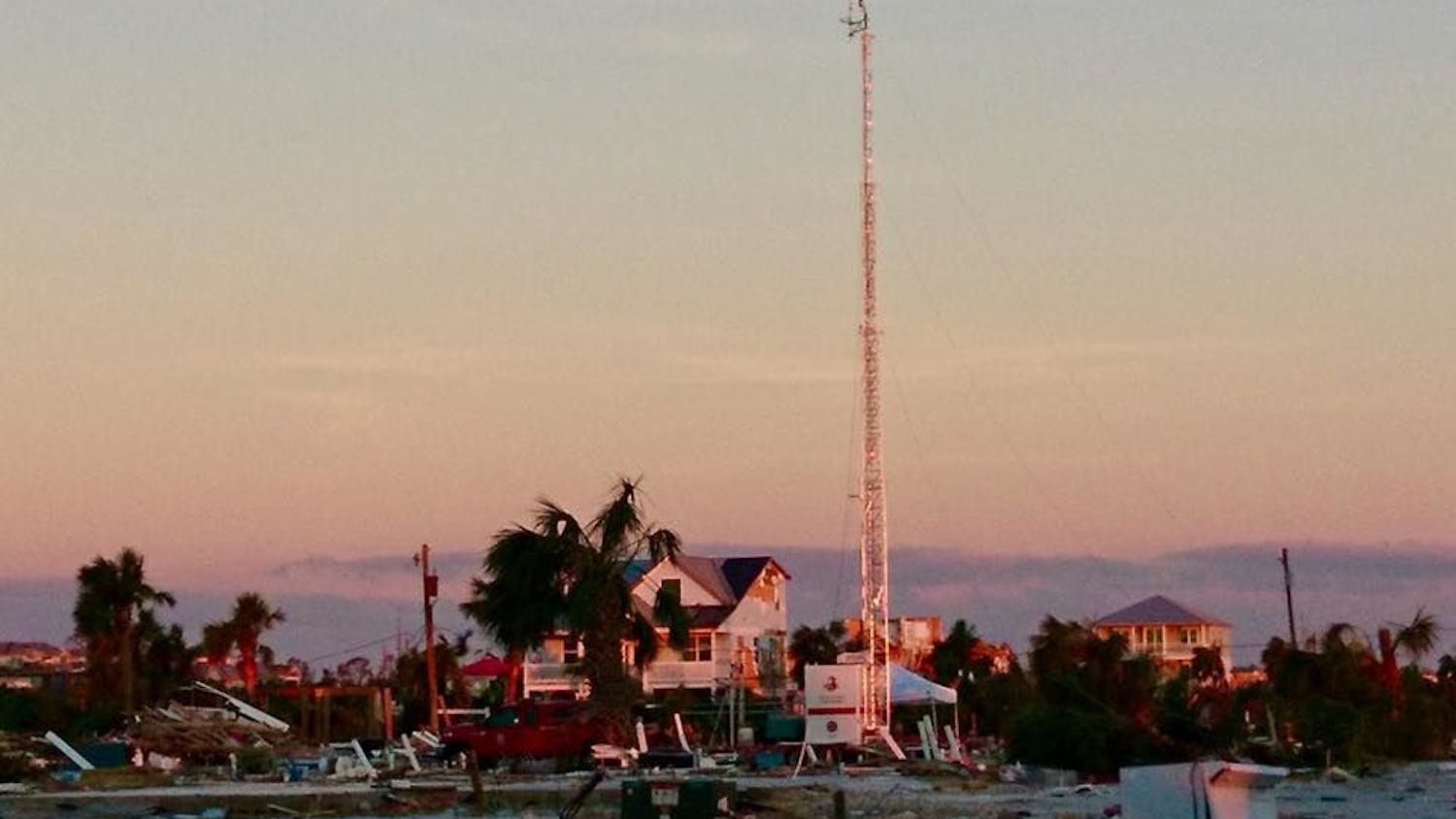 ACFR’s radio communications team set up a 100-foot radio tower in Mexico Beach to provide communication between rescue teams.