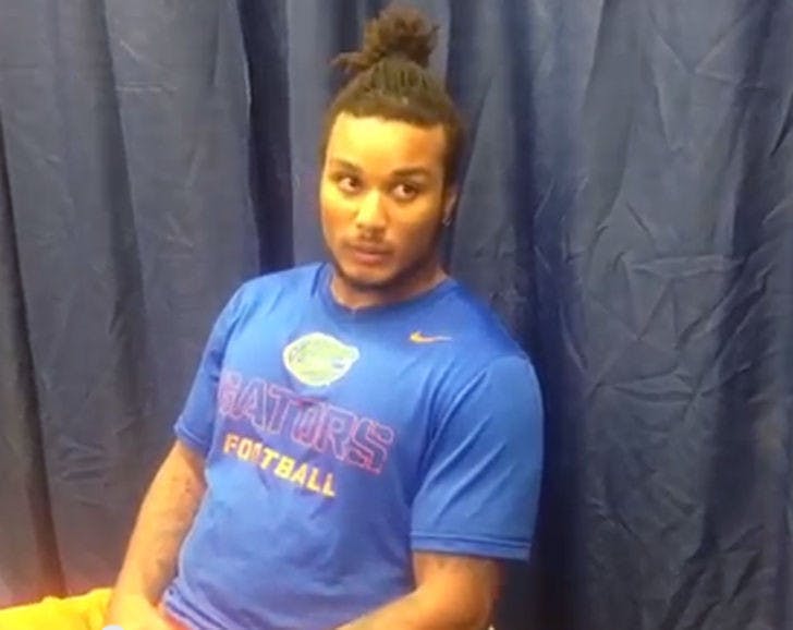 Sophomore linebacker Antonio Morrison speaks at a press conference Wednesday afternoon. Morrison was originally suspended for two games, but coach Will Muschamp announced on Monday that he reduced the suspension to only one game.