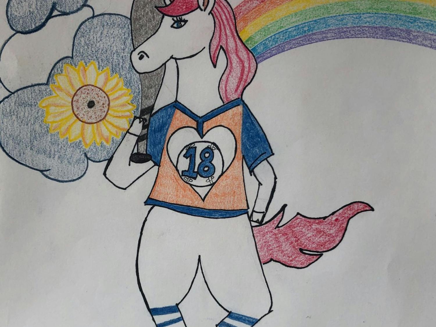 Hartley drew this picture of a unicorn for her Florida softball teammates. She sent the team "unicorn vibes" with this picture.&nbsp;&nbsp;