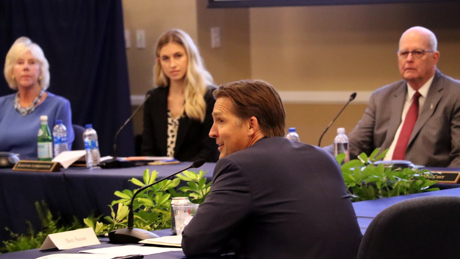 U.S. Sen. Ben Sasse, R-Nebraska, returned to UF campus Tuesday to be interviewed by the Board of Trustees. If selected, Sasse will succeed President Kent Fuchs as UF’s 13th president. 