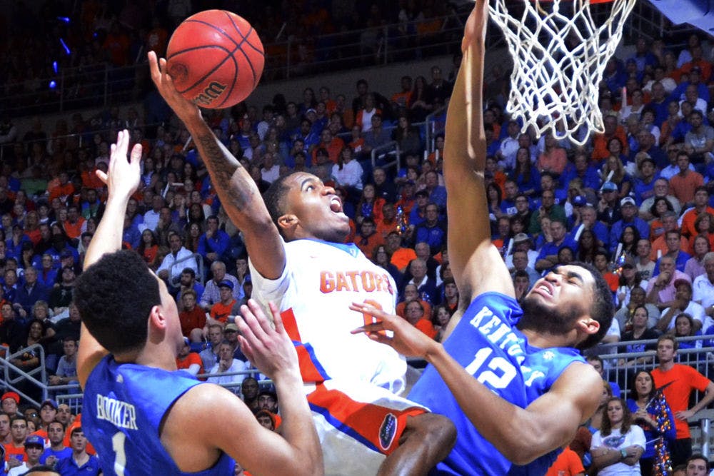 Kasey Hill goes up for a layup during Florida's 68-61 loss to No. 1 Kentucky on Saturday in the O'Connell Center.