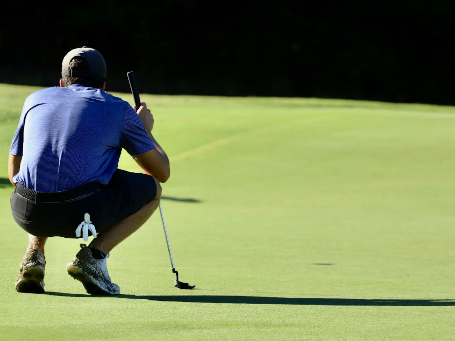 Redshirt sophomore Fred Biondi stares down a hole while practicing at Mark Bostick Golf Course. Biondi led the Gators at Vanderbilt, finishing 15th individually.
