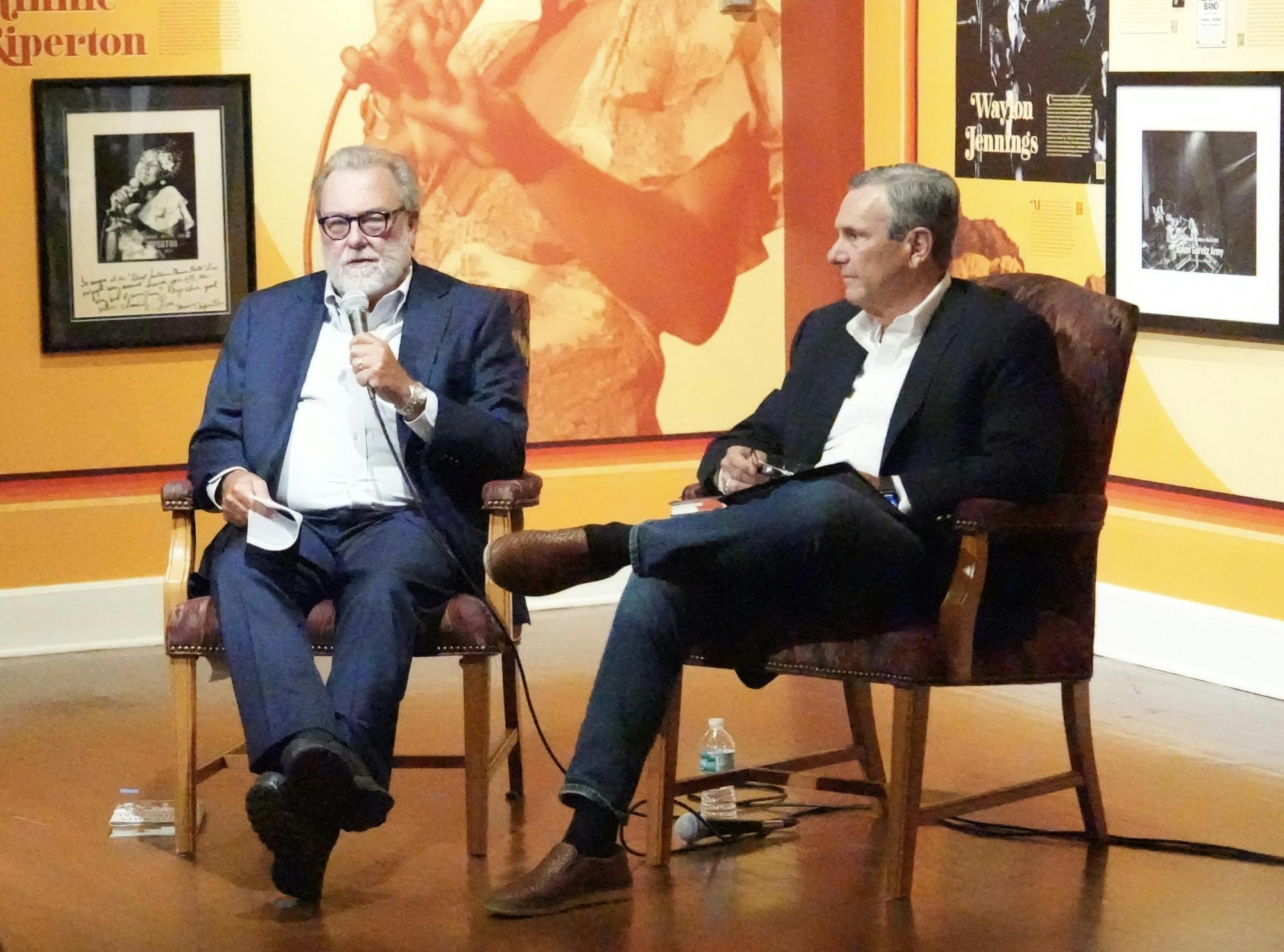 Authors David Powell and Mario Cartaya (left to right), interviewed each other at the Matheson History Museum about their individual books on Cuban exile experiences Wednesday, Sept. 20, 2023.Los autores David Powell y Mario Cartaya (de izquierda a derecha) se entrevistaron en el Museo de Historia de Matheson sobre sus libros individuales sobre las experiencias del exilio cubano el miércoles 20 de septiembre de 2023.
