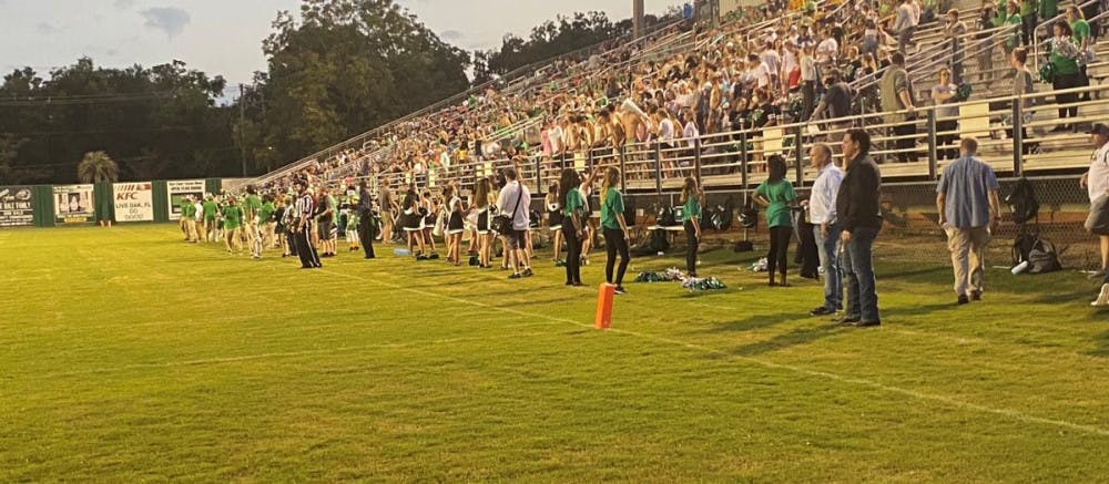 Florida Gov. Ron DeSantis made a trip to Live Oak, Florida, to watch the Suwannee Bulldogs take on the Santa Fe Raiders Friday night. He left in the second quarter.