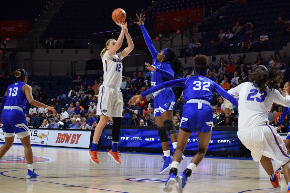 UF guard Paulina Hersler converted 3-of-5 attempts from beyond the arc in Florida's 82-66 against Georgia State on Saturday.