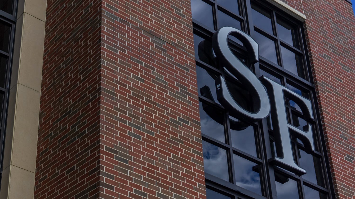 The Santa Fe logo as seen at Blount Hall located at 401 NW 6th St. Sunday, July 14, 2022.