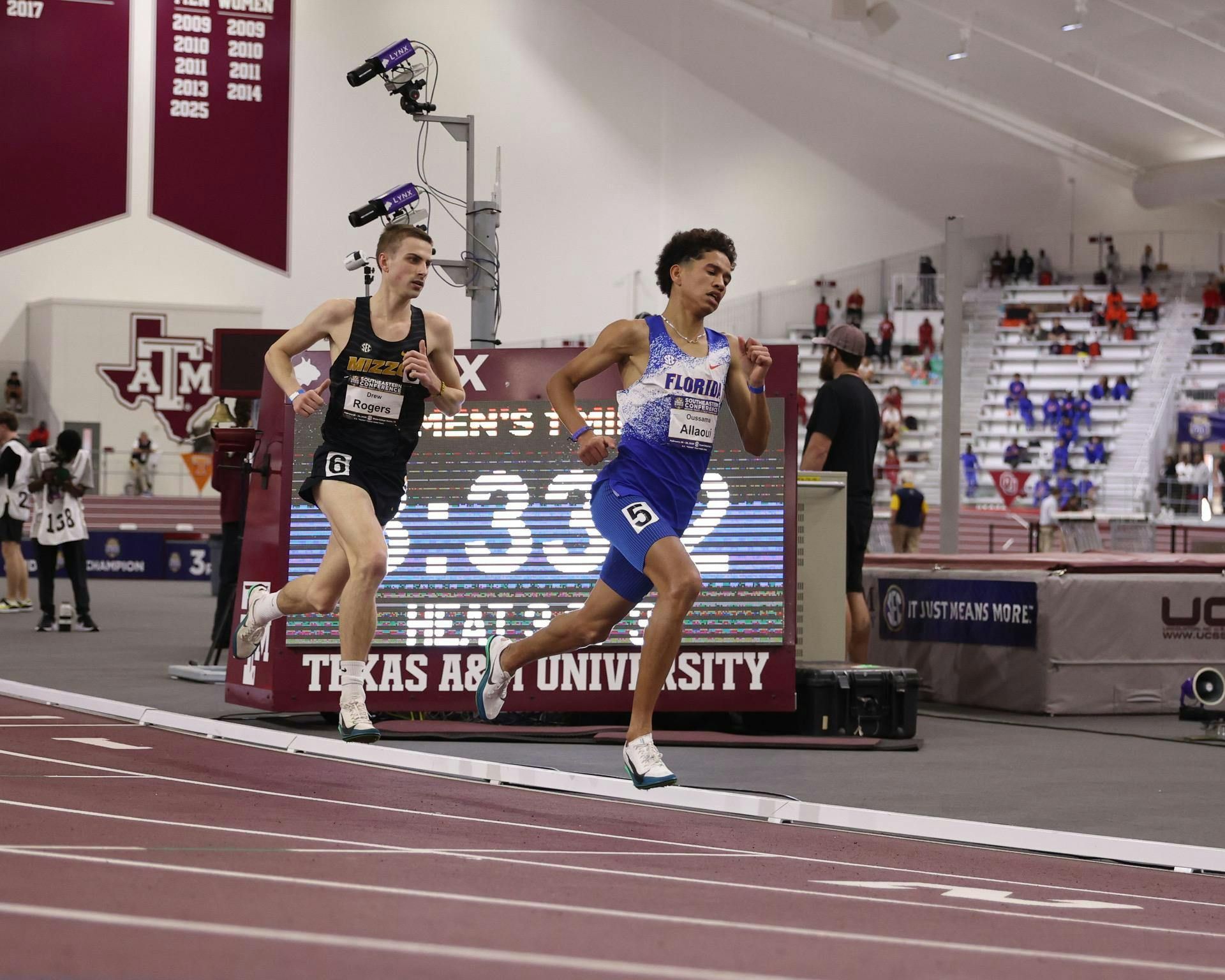 Oussama Allaoui during the 2026 SEC Indoor Track & Field Championship on Friday, February 27, 2026 at RA "Murrary" Fasken '38 Indoor Track & Field at Texas A&M University in College Station, Texas / UAA Communications photo by Dylan Cannella