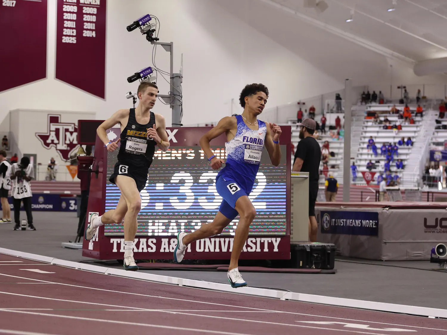 Oussama Allaoui during the 2026 SEC Indoor Track & Field Championship on Friday, February 27, 2026 at RA "Murrary" Fasken '38 Indoor Track & Field at Texas A&M University in College Station, Texas / UAA Communications photo by Dylan Cannella