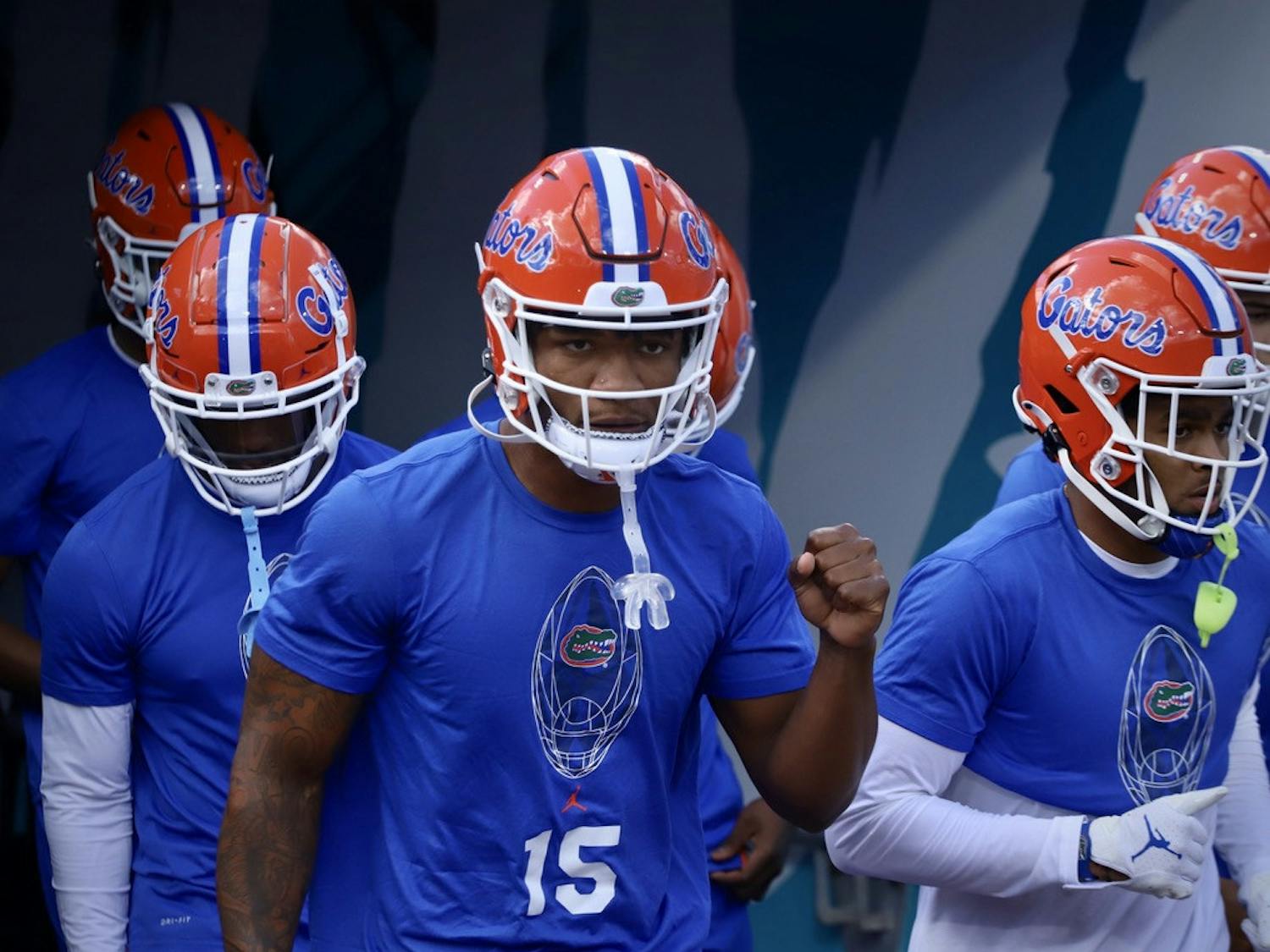 Florida quarterback Anthony Richardson in his warm up shirt ahead of the Gators' Oct. 30 game against No. 1 Georgia.