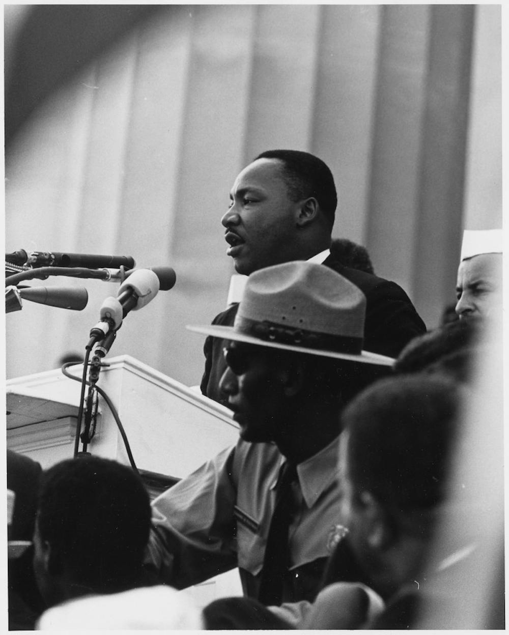 <div><div>Martin Luther King speaks at a Civil Rights March on Washington, DC, on Aug. 28, 1963.</div></div>