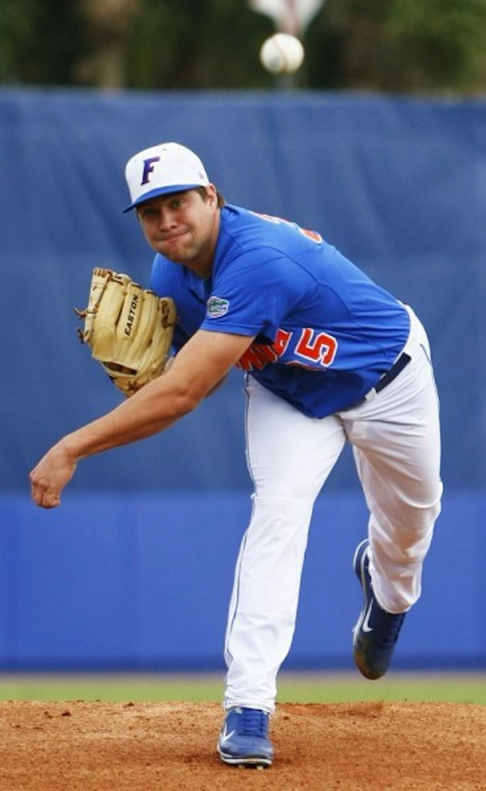 <p>Brian Johnson yielded three earned runs in six innings, striking out six batters in the Gators' 8-3 win against the Eagles on Saturday.</p>