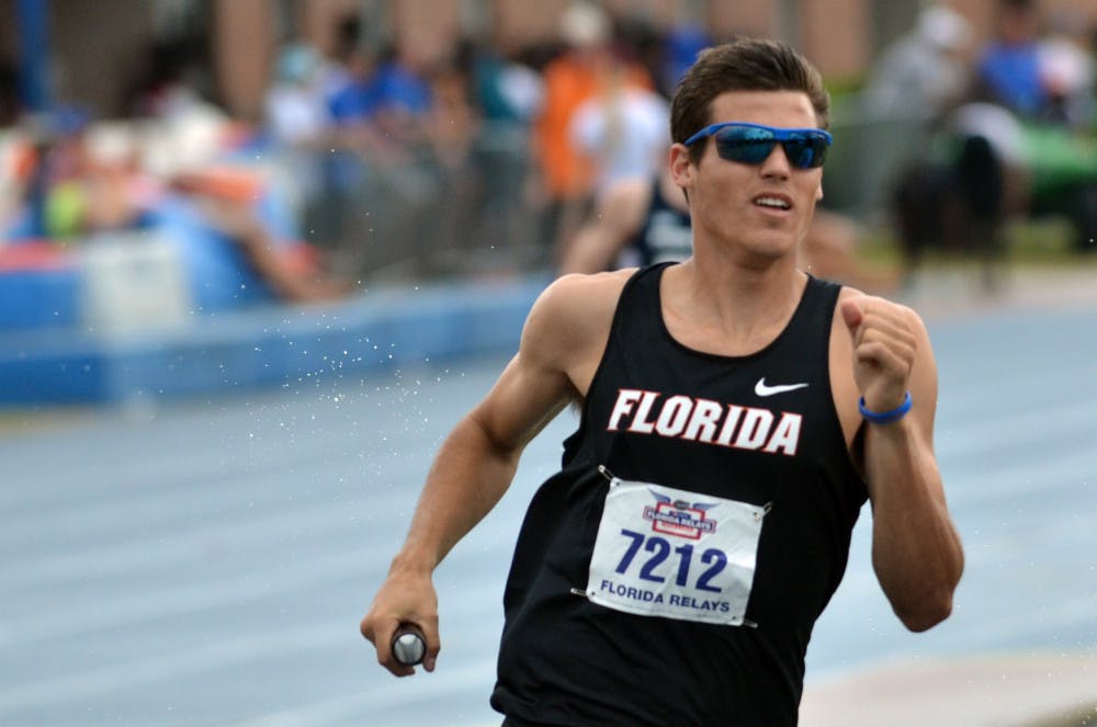 Ryan Schnulle races during the final day of the Florida Relays on April 4 at the Percy Beard Track