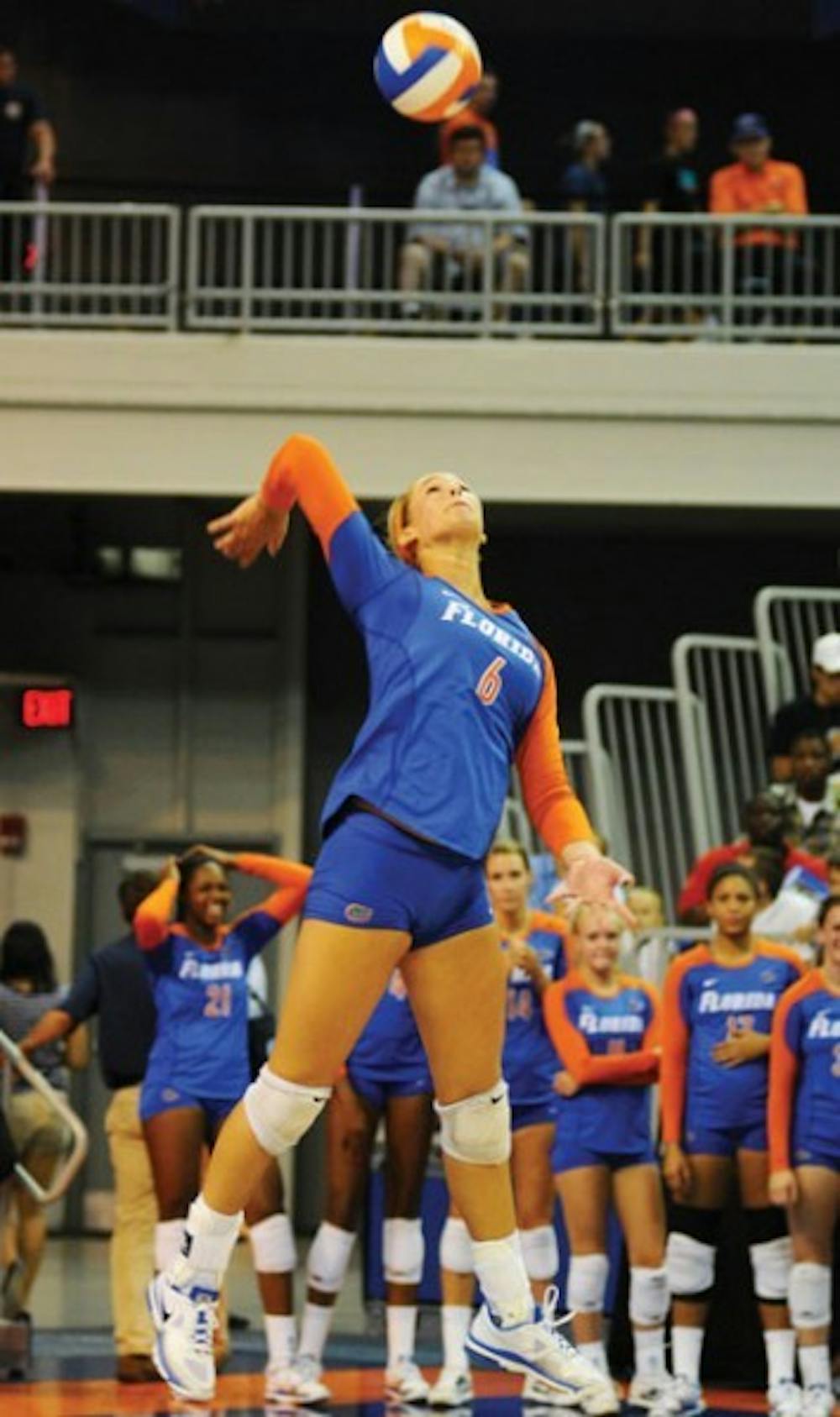 <p>Gators senior outside hitter Kristy Jaeckel said she tries to lead with her play, rather than her words.</p>